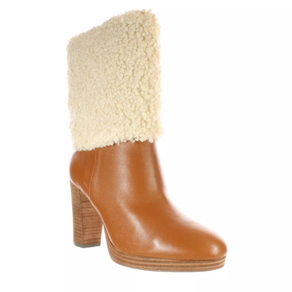 Charles David Nella Faux Shearling & Leather Booties Heeled Designer Boots #4 - Picture 5 of 16